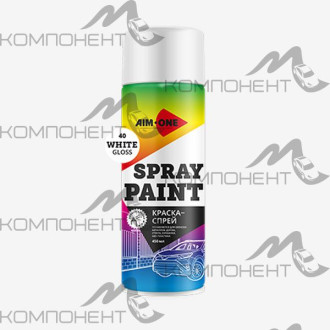 Краска AIM-ONE акриловая белая глянцевая 450 мл