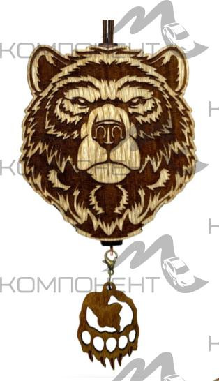 Ароматизатор подвесной AROMA BAR Медведь Гризли с мини-брелоком коричнево-белый