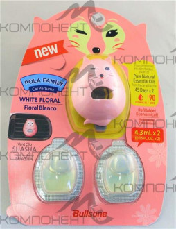 Ароматизатор на дефлектор Bullsone Pola Family Vent Clip Shasha Floral (ЦВЕТОЧНЫЙ) 4,3мл