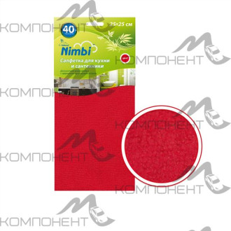 Салфетка микрофибра 25*25 Kolibriya Nimbi-40 красная (1шт)