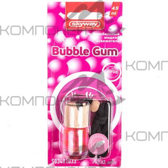 Ароматизатор подвесной SKYWAY бутылочка с дерев. крышкой Aqua.series  Bubble gum 4,5мл