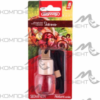 Ароматизатор подвесной SKYWAY бутылочка с дерев. крышкой Nature.series  Яблоко 5мл