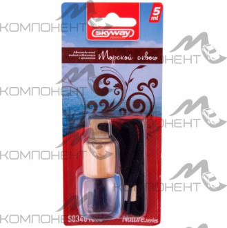 Ароматизатор подвесной SKYWAY бутылочка с дерев. крышкой Nature.series  Морской сквош 5мл