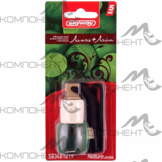 Ароматизатор подвесной SKYWAY бутылочка с дерев. крышкой Nature.series  Лимон и лайм 5мл