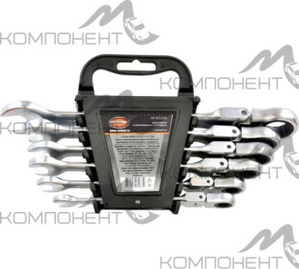 Набор ключей комбинированных трещоточных с шарниром  6пр. 8-17мм AV Steel