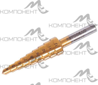 Сверло ступенчатое по металлу d  4.0-12.0 мм 9 ступ. P6M5K5 АВТОDЕЛО