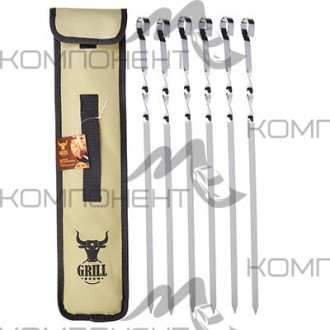 Набор шампуров 6шт, нерж. сталь, 45см, в чехле GRILLBOOM