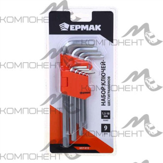 Набор 6-гр. ключей Ермак удл. 9пр. 1.5-10мм (015)