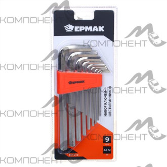 Набор 6-гр. ключей Ермак удл. 9пр. 2.0-12мм (012)