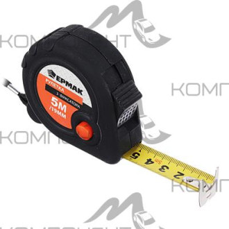 Рулетка 5м*19мм 3 фиксатора черная Ермак