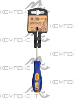 Отвертка крестовая PH1x100 (Cr-V; двухкомп. рукоятка) HELFER