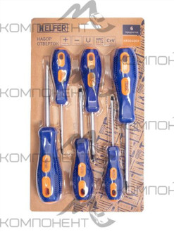 Набор отверток 6 шт.( Cr-V; двухкомп. рукоятка) HELFER
