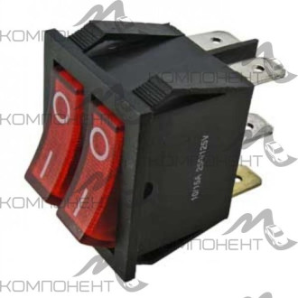 Клавиша электропроводки большая красная двойная 6-ти конт.