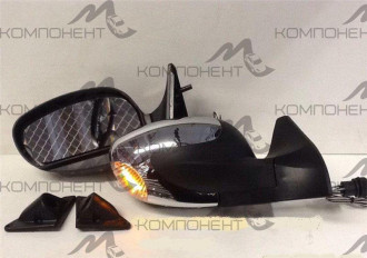 Зеркало боковое в сборе 2109 (хром + поворот) волна