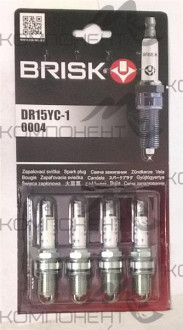 Свеча зажигания Brisk SUPER R DR15 YC-1-J ВАЗ 21103 2112 Калина с резистором 16кл (1.0) (комплект)