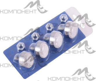 Болт под номер большой белый-белый хром в блистере (4шт)