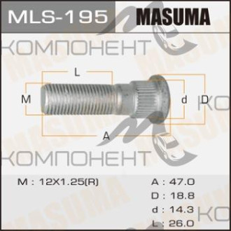 Шпилька короткая 12*1,25мм (MASUMA) 46,3мм NISSAN