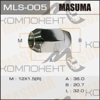Гайка (MASUMA) 12*1,5 станд. конус средняя ключ d21, 22
