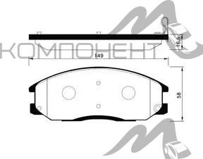 Колодки передние дисковые 0103 (PN)(Madf) Hyundai Santa FE/Tucson,KIA Sorento, Action, Kyron, Rexton