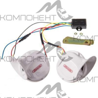 Сигнал звуковой УЛИТКА SKYWAY 017 мощный 18 мелодий d=90 мм 12V 105dB 2-конт. сталь/пластик Бел. 2шт