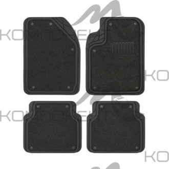 Коврик салона 4пр. CARFORT "Rovers 3" термопласт черный (72*50/55*50) съемный ковролин