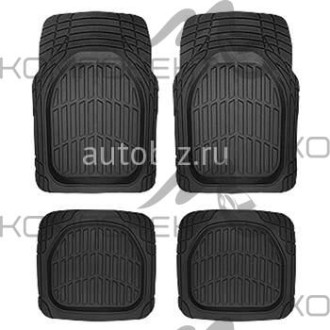 Коврик салона 4пр. CARFORT "Rovers 6" термопласт черный (70*49/47*49) ванночка