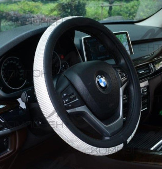 Оплетка руля M кожа CARFORT Iris 11 белые кристаллы