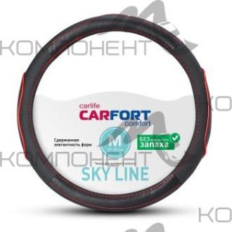 Оплетка руля M экокожа CARFORT Sky Line красный кант