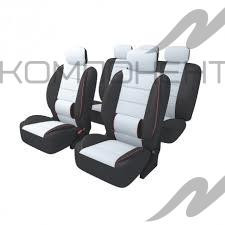 Авточехлы ткань 13пр. CARFORT Carbone с большой поясничной подушкой серый