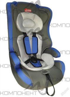 Автокресло детское Веселый Ежик I II III (9-36кг/9мес-12лет) голубое/серое