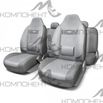 Авточехлы велюр  9пр. COMFORT универс. темно-серый/светло-серый