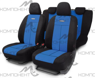 Авточехлы полиэстер/велюр 9пр. TT универс. AIRBAG черн./син.