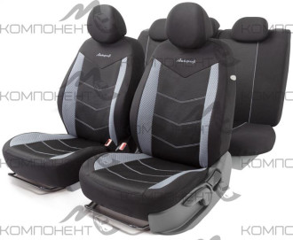 Авточехлы объемная сетчатая ткань 11пр. AEROBOOST черный/серый