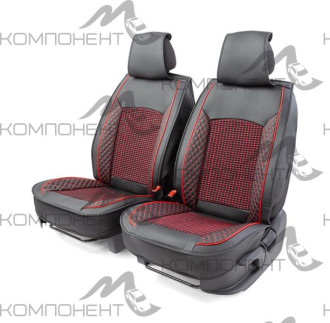 Накидки на передние сиденья каркас экокожа 2шт Car Performance порол.12мм черн/крас