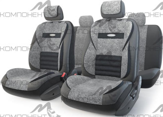 Авточехлы экокожа+флок 11пр. MULTI COMFORT универс. черн./темно-серый