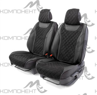 Накидки на передние сиденья каркас 3D экокожа/алькантара 2шт Car Performance ромб порол.10мм черн.