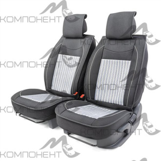 Накидки на передние сиденья каркас алькантара 2шт Car Performance fiberflax коса порол.12мм черн/сер