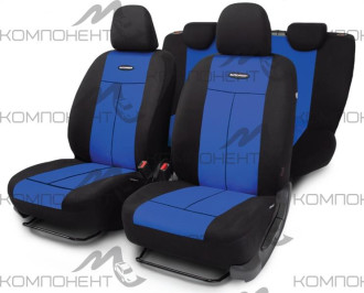 Авточехлы полиэстер/полиэстер 9пр. TT универс. AIRBAG черн./син.