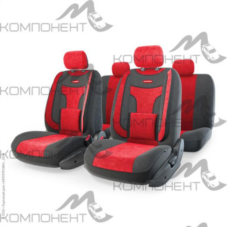 Авточехлы велюр 11пр. EXTRA COMFORT универс. черн./крас.