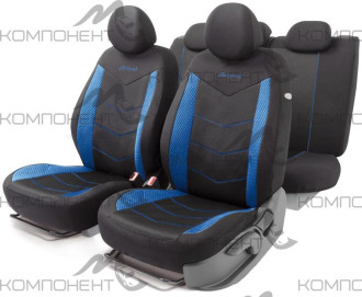 Авточехлы объемная сетчатая ткань 11пр. AEROBOOST черный/синий