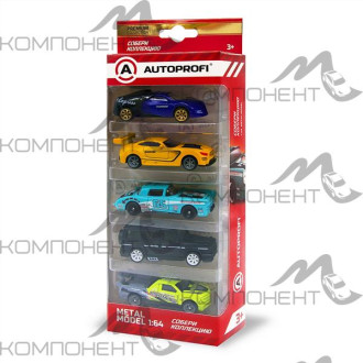 Набор коллекционных машинок 1:64, 5 штук (SUP-003 BL/BK, RCN-002 YE, RET-001 TF, 4X4-002 BK, TRU-002