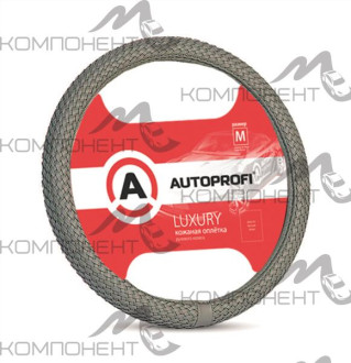 Оплетка руля M экокожа AUTOPROFI LUXURY полностью плетеная Серая