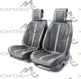 Накидки на передние сиденья каркас 3D экокожа 2шт Car Performance порол.12мм чер/сер