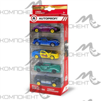 Набор коллекционных машинок 1:64, 5 штук (RET-002 VIOLET, SUP-911 BL, MUS-002 YE/BL, TRU-003 TF, 4X4