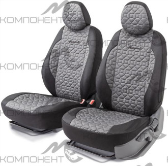 Получехлы на передние сиденья хлопок 4пр SOFT стеганый черн./темно-серый