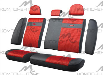 Авточехлы велюр 13пр. Трансформеры задний ряд черн./крас.