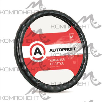 Оплетка руля L кожа нат. AUTOPROFI гладкая, глянцевая, ребристая Черная