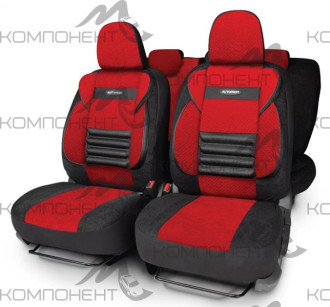 Авточехлы велюр 11пр. COMFORT COMBO универс. черн./крас.