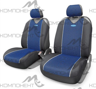 Авточехлы-майки полиэстер  4пр. CARBON PLUS передний ряд, закрытое сиденье, черн син.