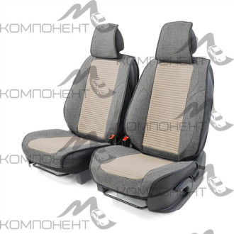 Накидки на передние сиденья каркас 3D лен 2шт Car Performance fiberflax ср. плет порол.10мм т-сер/св